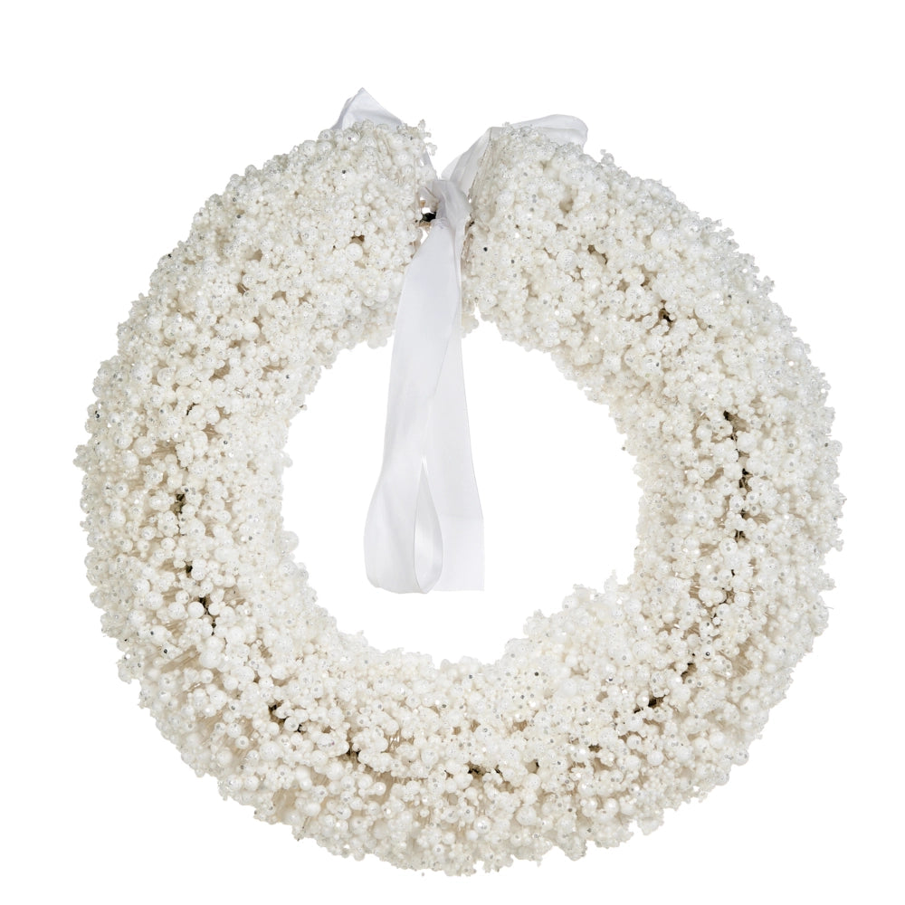 Ghirlanda di Natale Bianco Filo di metallo Materiale sintetico Neve artificiale Design tradizionale Rotondo 40 cm