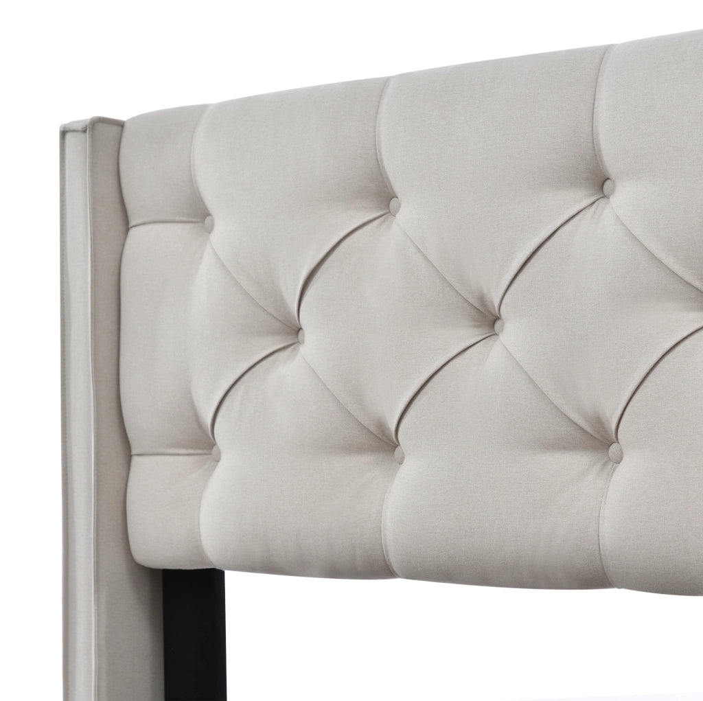 Letto imbottito 140x200 cm con contenitore idraulico in cotone grigio chiaro