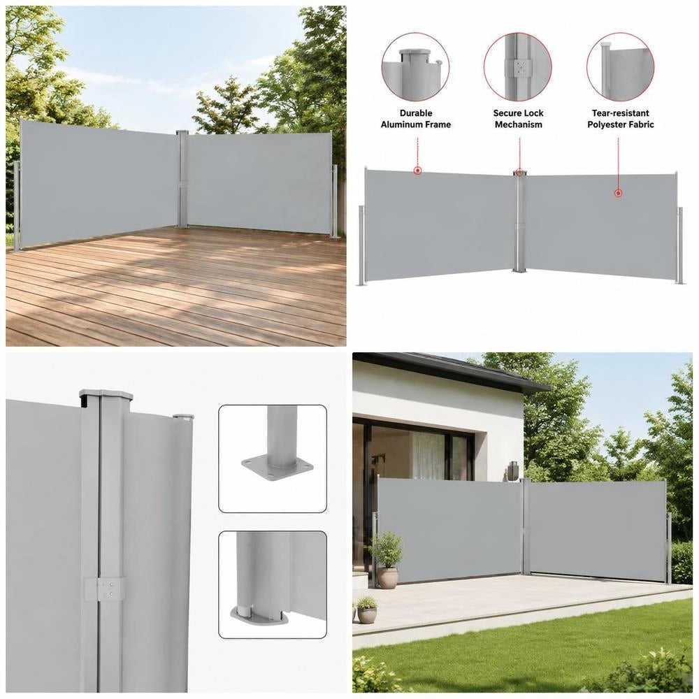 Extendable Side Awning 160x600 Cm Grey