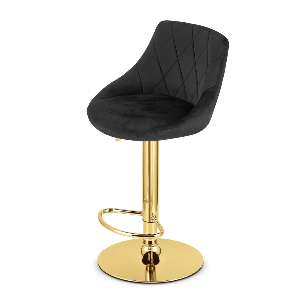 Sgabello da bar girevole Kast in velluto nero e oro