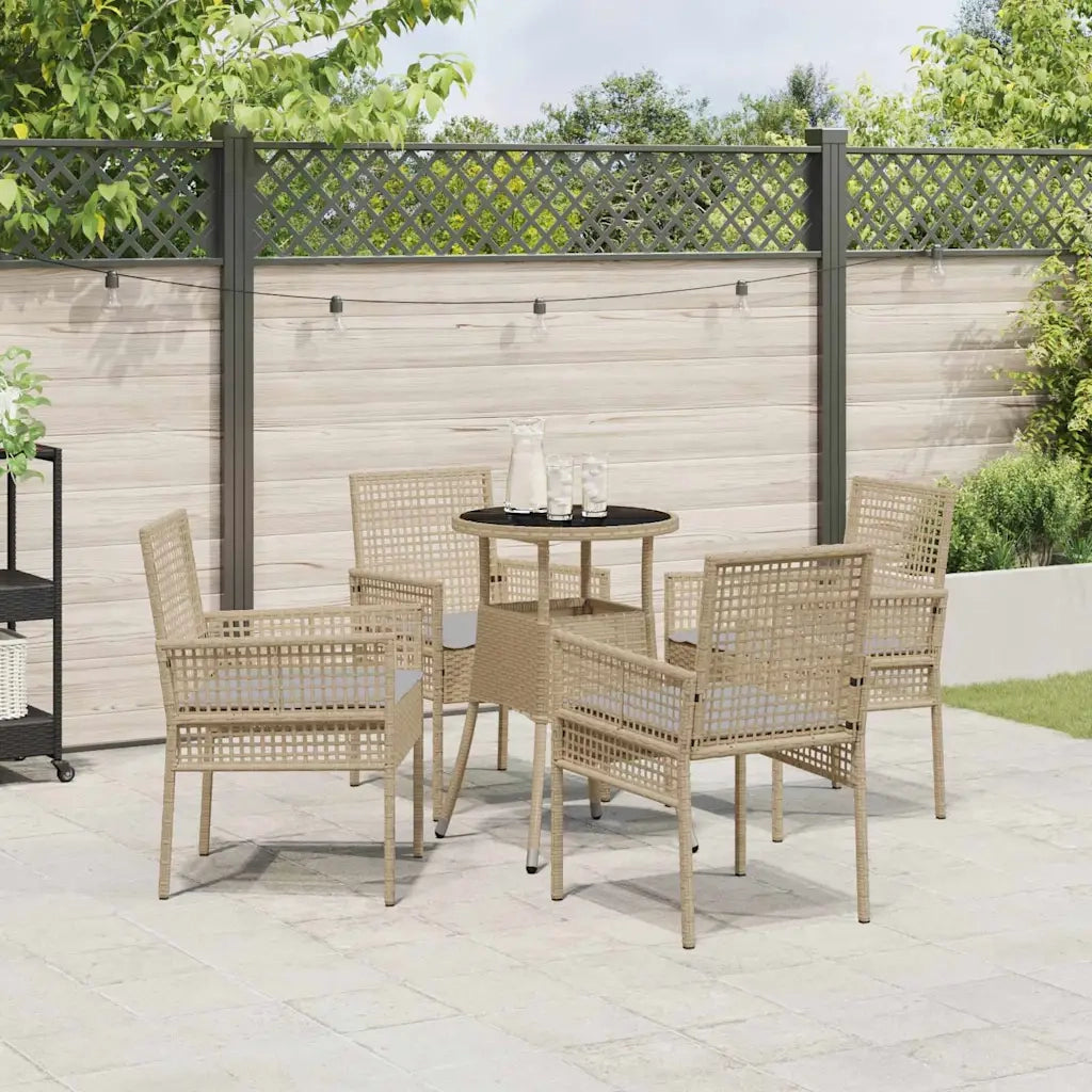 Set da Pranzo per Giardino 5 pcs Beige polyrattan 3334948