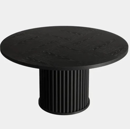 Tavolo da pranzo rotondo 120x120x76,5 cm in MDF nero per 6 persone