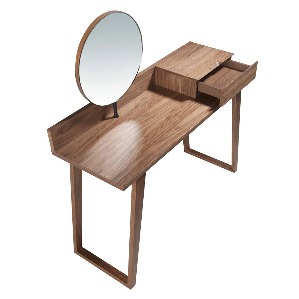 Tavolino da toilette in noce con specchio