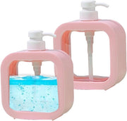 Set di rilascio sapone da 2 pezzi - Dispensatore di 300 ml - Flacone di crema trasparente - Riempibile con gel doccia - Rosa - Accessorio bagno in plastica resistente all'usura