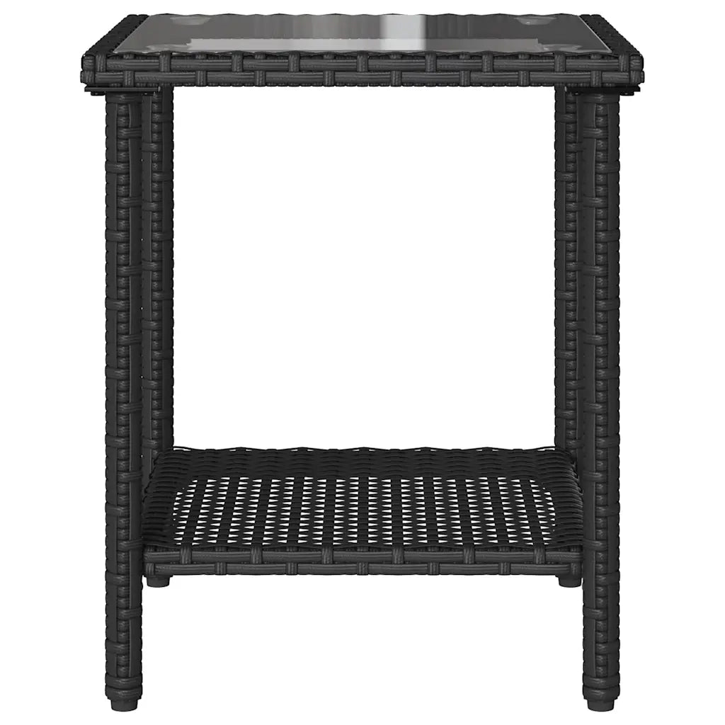 Divano da Giardino con Tavolo e Cuscini a L-Sofa da Giardino-Divano da esterno Nero in Polyrattan 490107