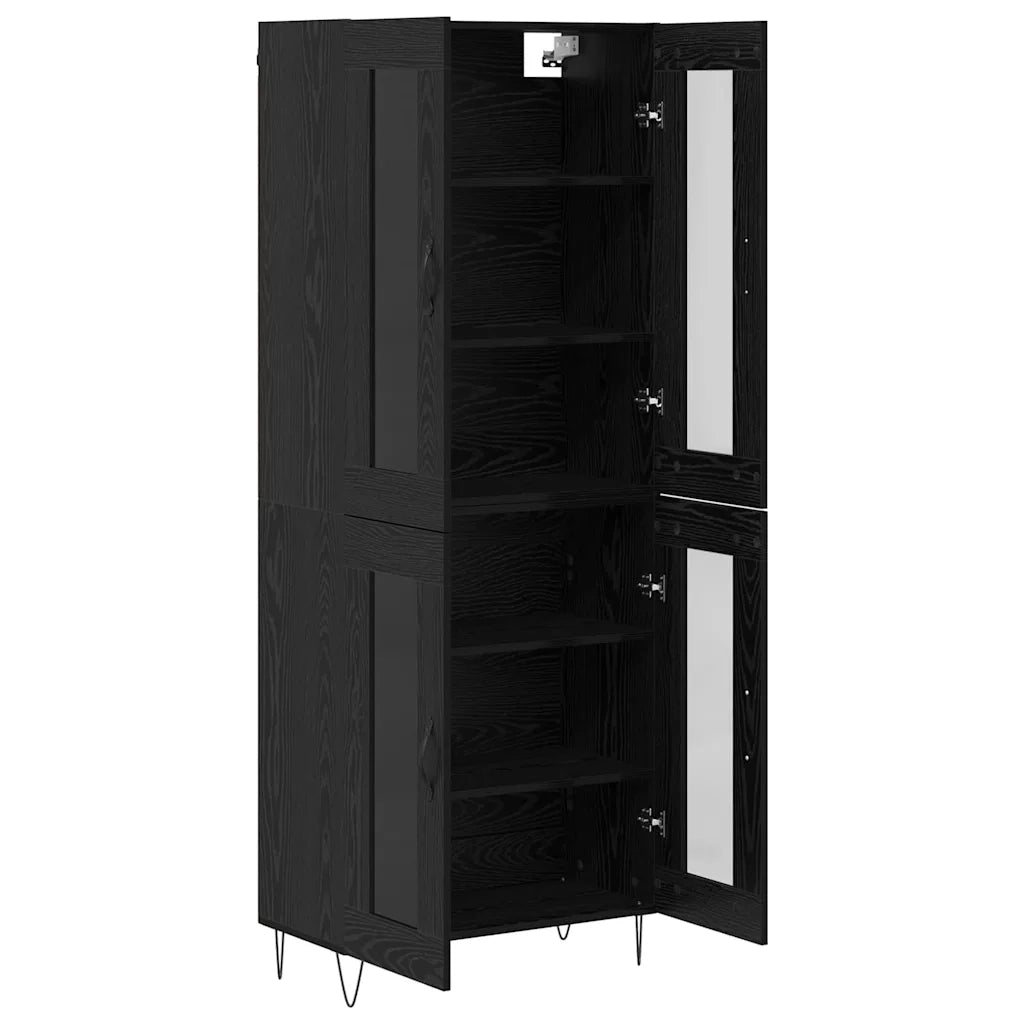Credenza | Madia | Buffet da pranzo | Armadio da pranzo Rovere Nero 69,5 x 34 x 180 cm Legno multistrato