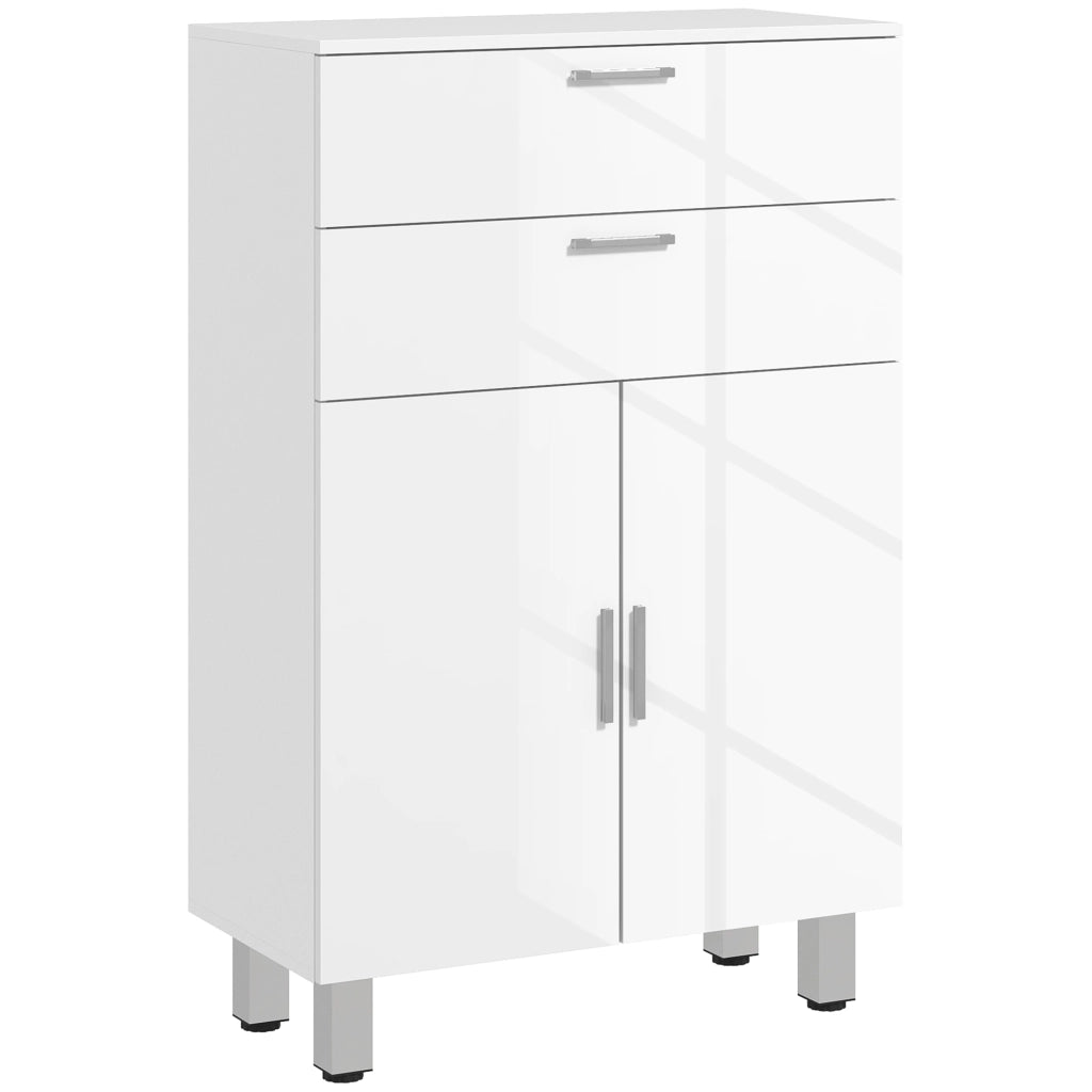 Mobile da Bagno con 2 Ante e 2 Cassetti ¨C Minimal ¨C Bianco Lucido 60x30x93 cm