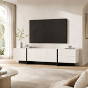 Mobile TV 190 cm con 3 ante e 2 cassetti, bianco e nero