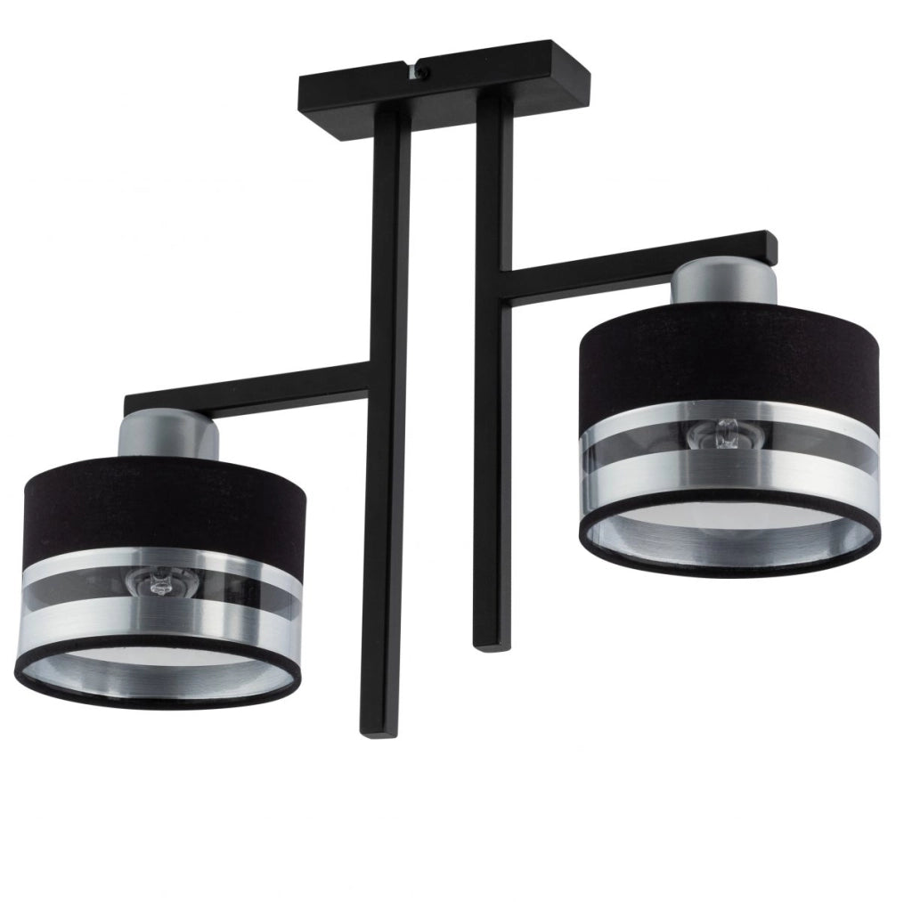Plafoniera moderna doppia Pro 2xE27 nero/argento Sigma