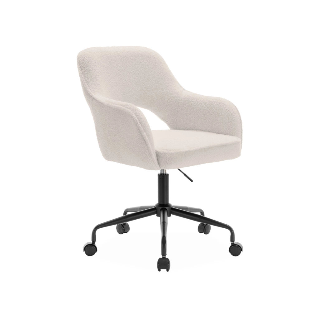 Sedia da ufficio bouclé con rotelle, bianco