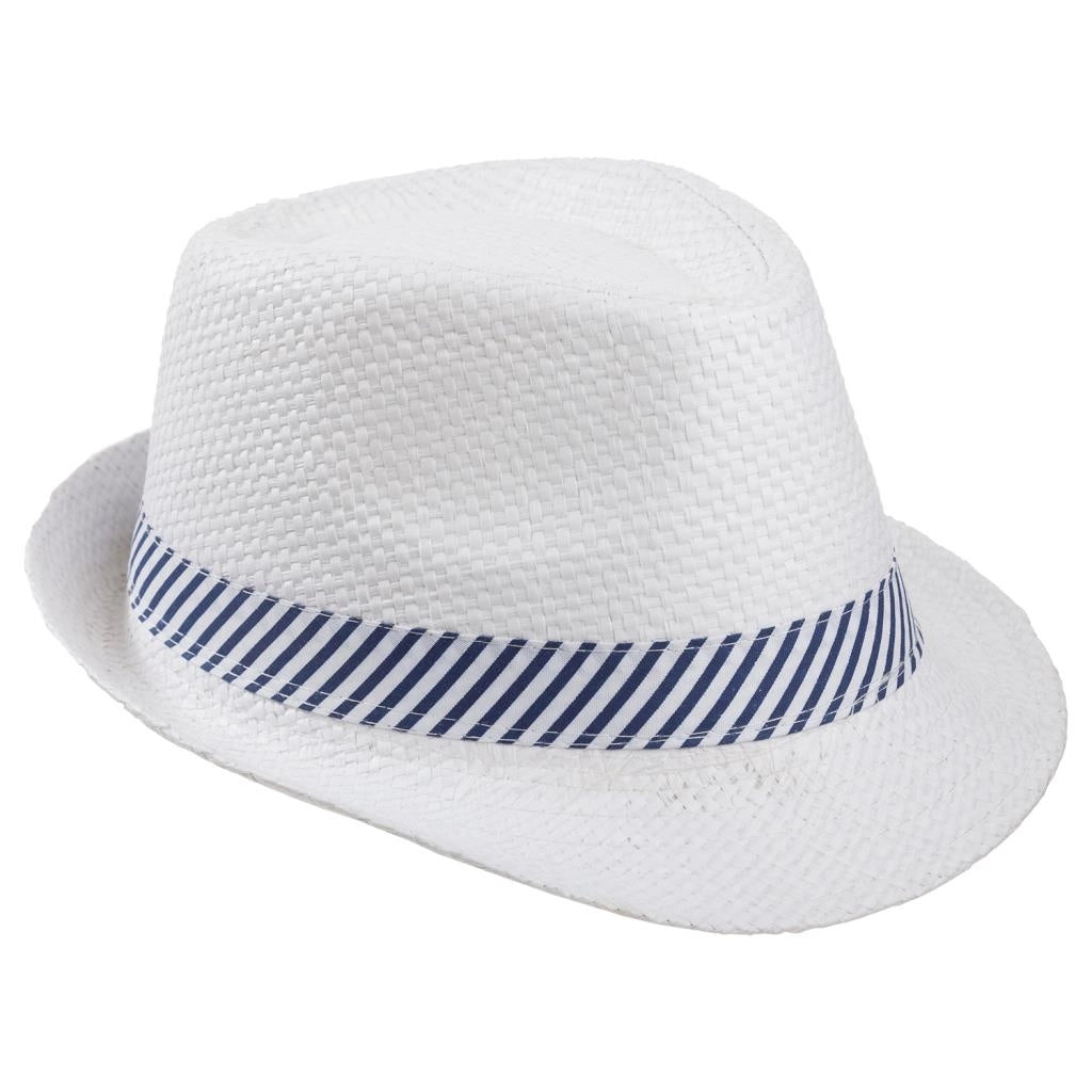 Cappello fedora bianco con nastro 58