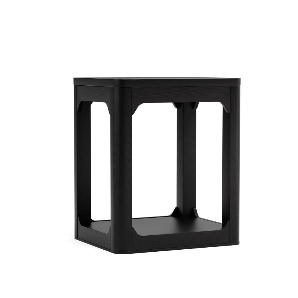 Set 2 tavolini da salotto a 2 ripiani in MDF nero HOMVRA