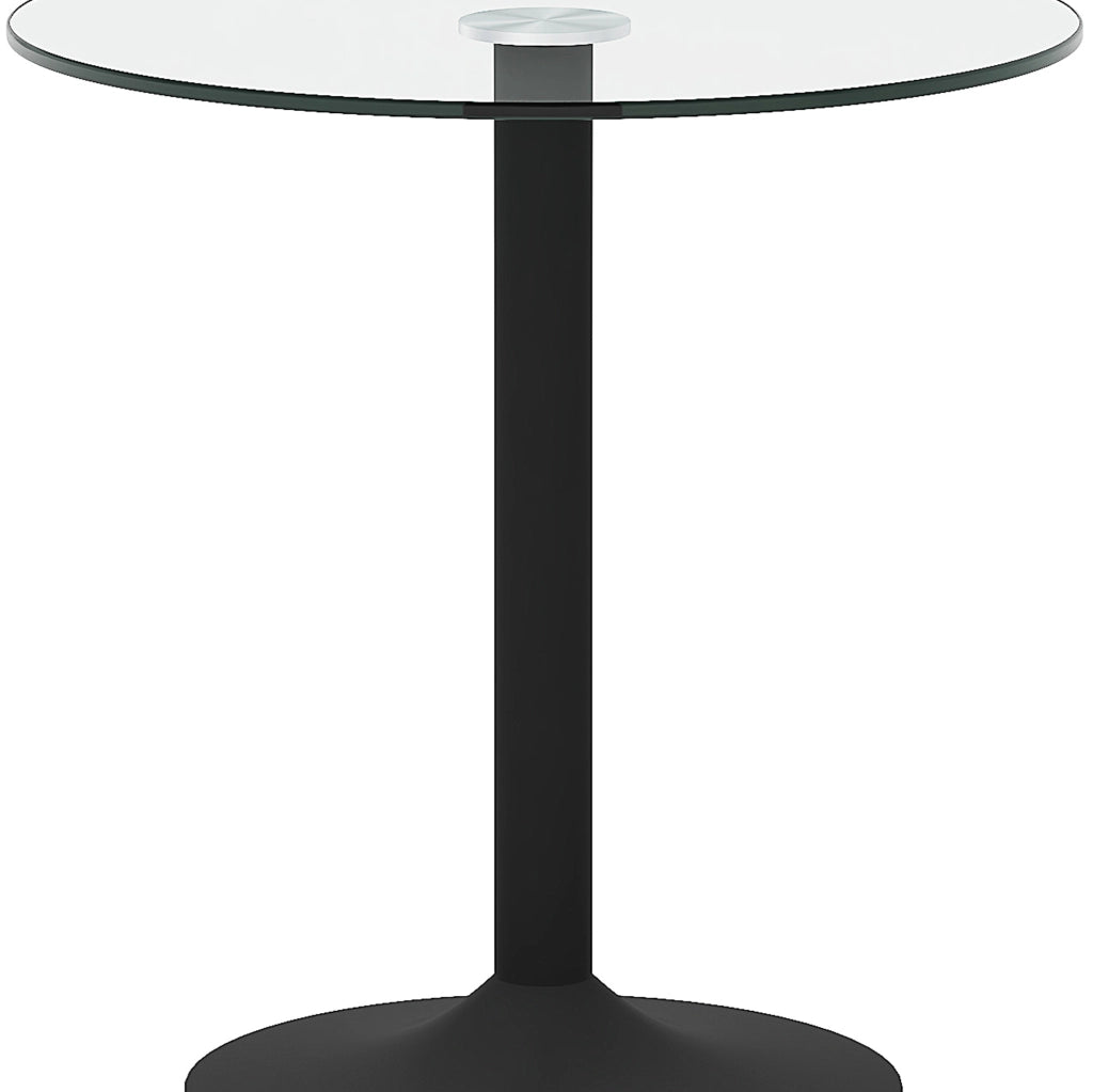 Tavolo da bar rotondo 89 x 89 x 92 cm in vetro temperato nero, stile moderno
