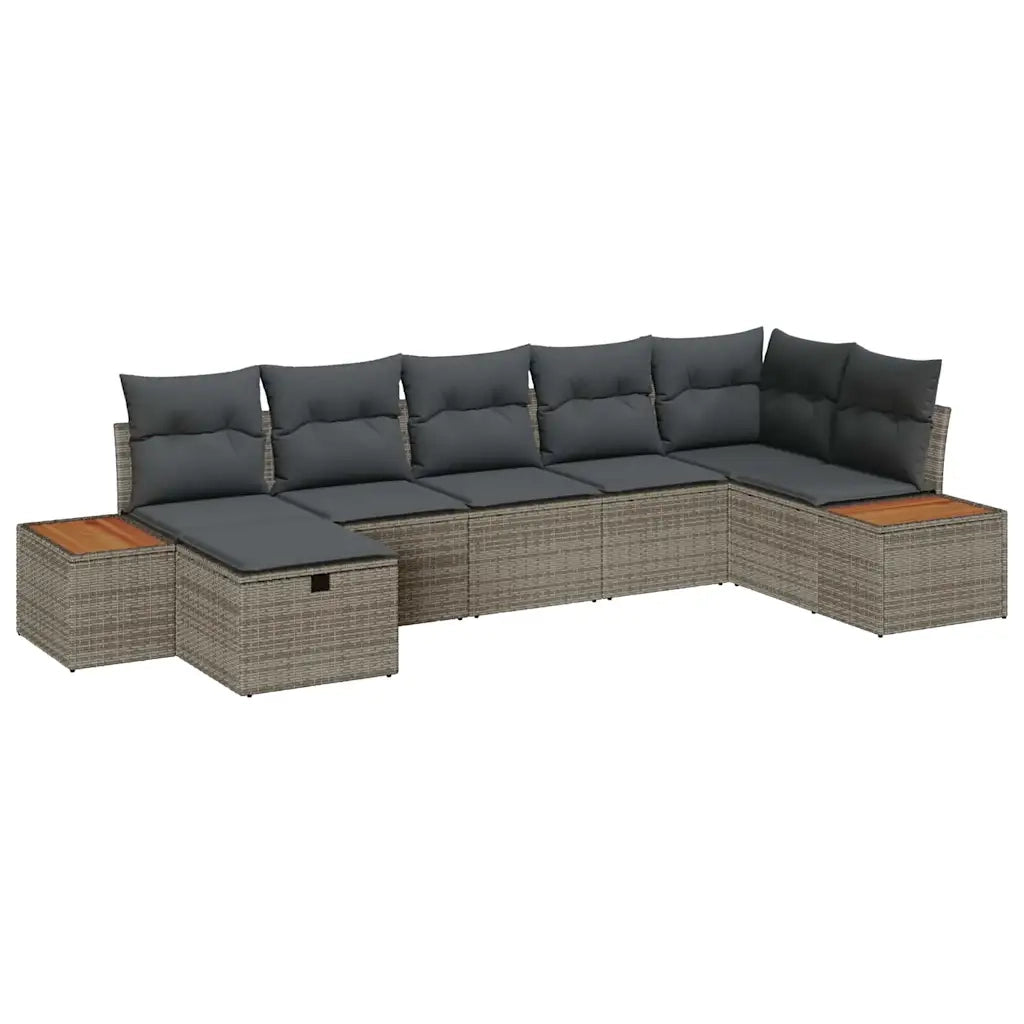 Set Divano da Giardino con cuscino 7 pcs Grigio polyrattan 3359641