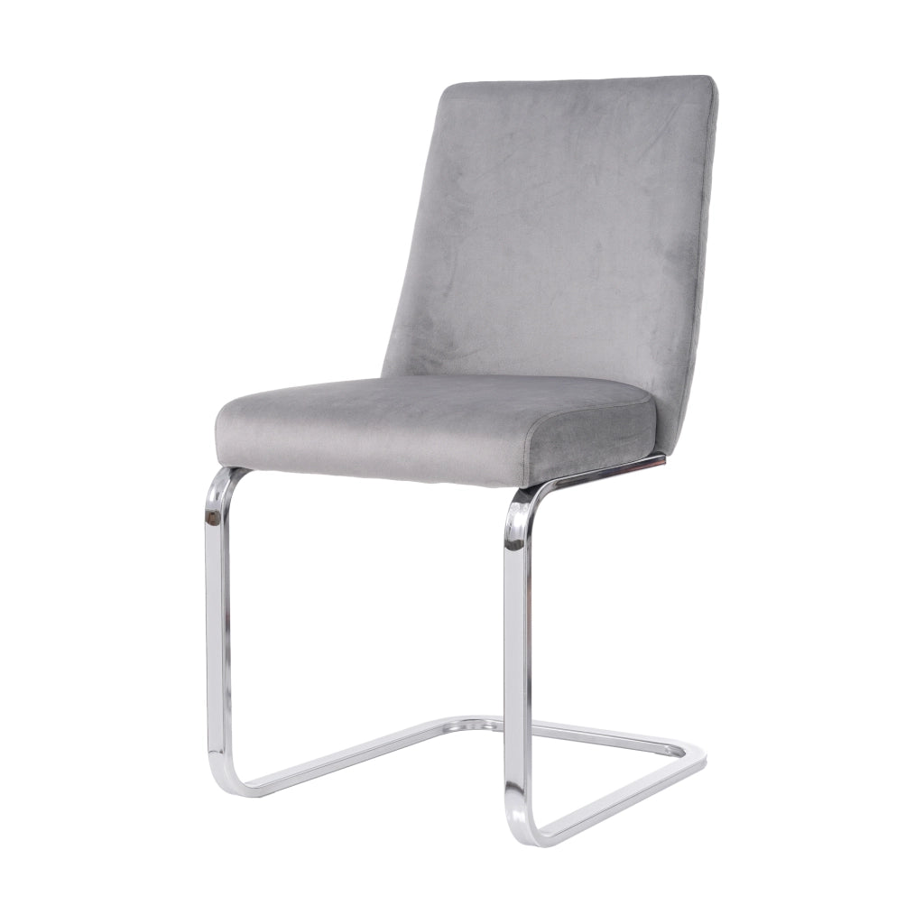 SEDIA DA PRANZO IN VELLUTO SET DA 4 PEZZI GRIGIO E ARGENTO