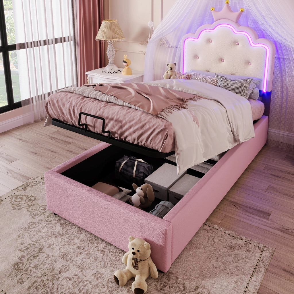 letto imbottito pu rosa 90 x 200 cm