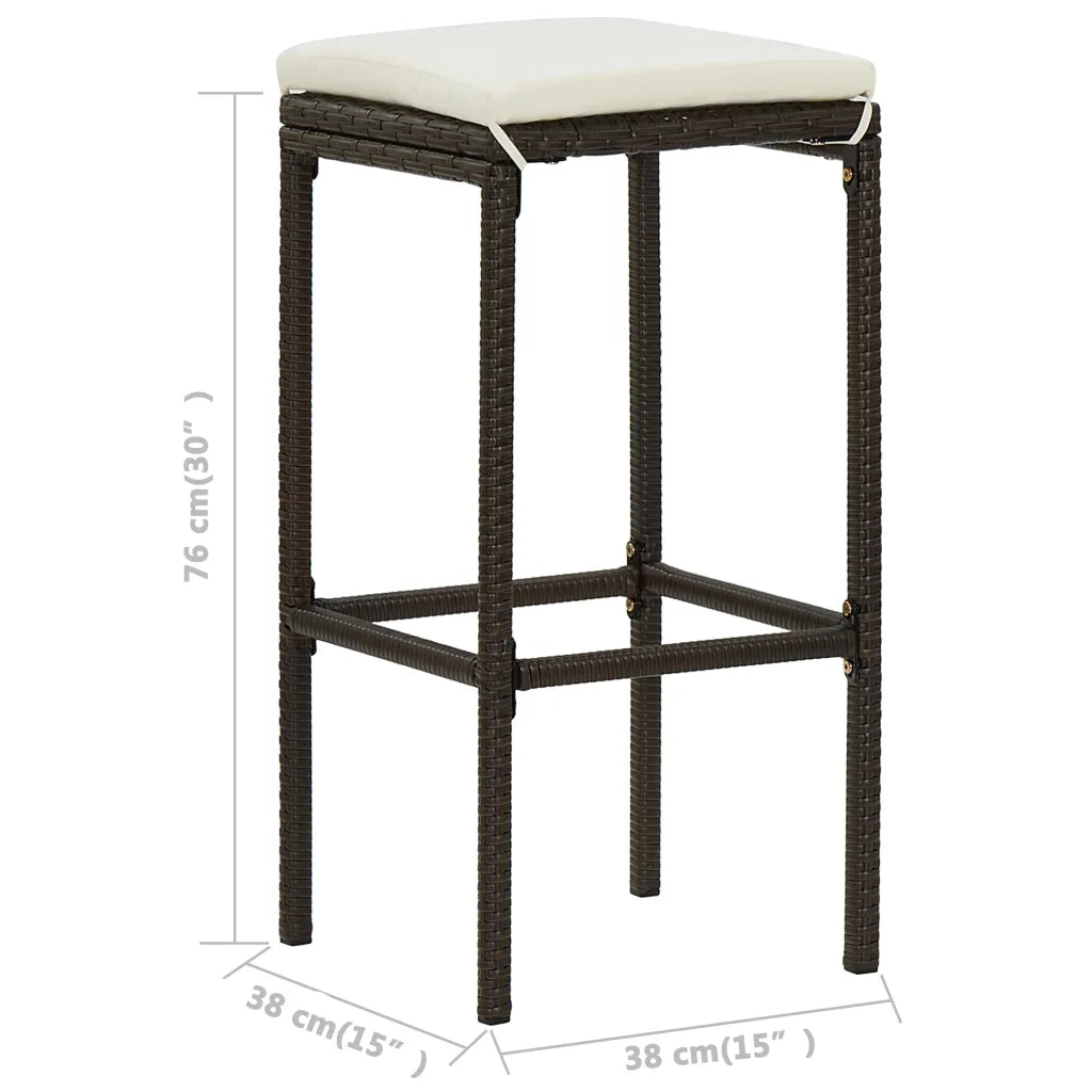 Set Bar da Giardino 4 pz | Set Salotto da Giardino con Cuscini Marrone