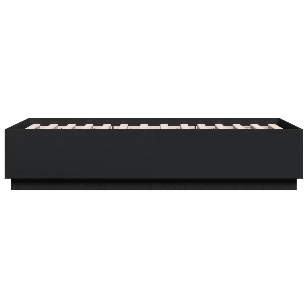 Letto singolo | Letto per adulti | Giroletto con Luci LED Nero 75x190 cm in Legno Multistrato