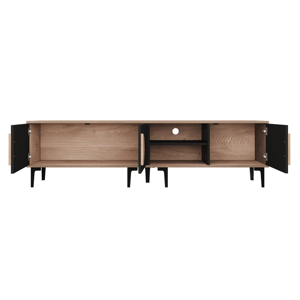 Mobile porta tv 180 cm effetto rovere e nero con tre ante