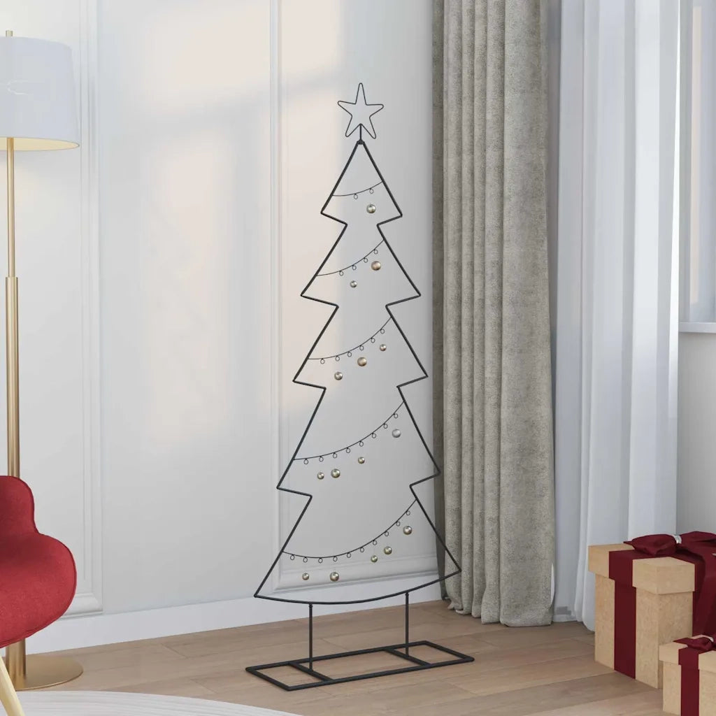 Albero di Natale | Decorazioni natalizie in metallo con supporto Nero 150 cm Acciaio