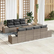 Set Divano da Giardino con cuscino 8 pcs Grigio polyrattan