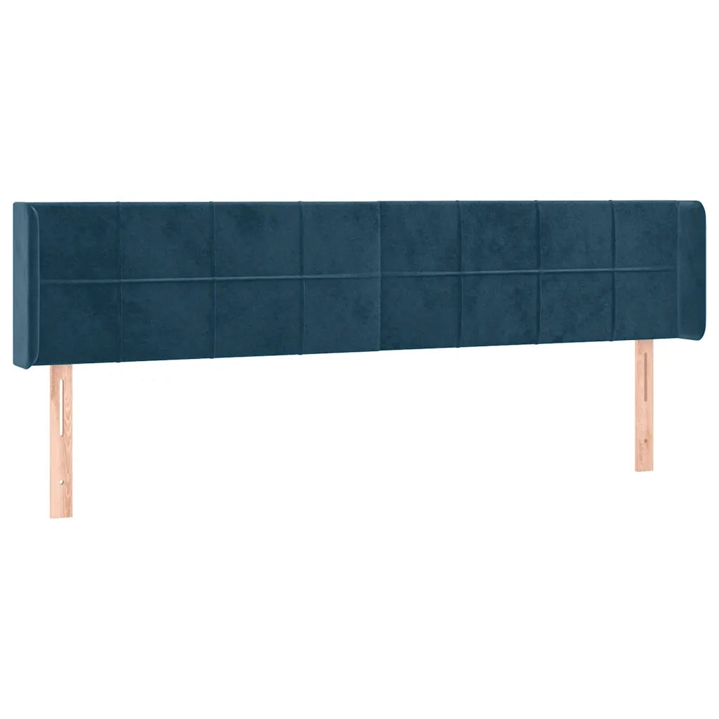 Testiera | Testata ad Orecchio Blu Scuro 203x16x78/88 cm in Velluto