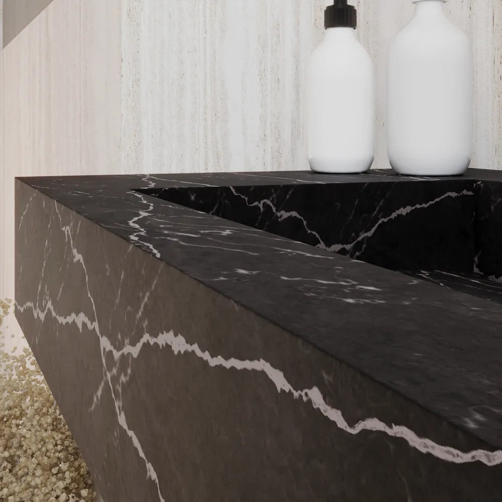 Lavabo sospeso in hpl 80cm effetto marmo scuro | Ledro