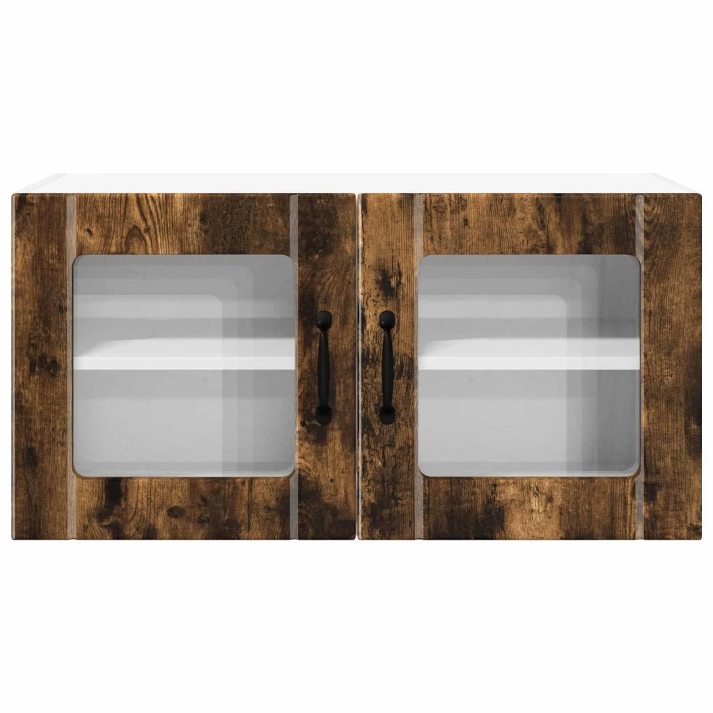 Pensile da cucina | Mobile in vetro da parete PORTO Rovere fum¨¦ 80 x 31 x 40 cm
