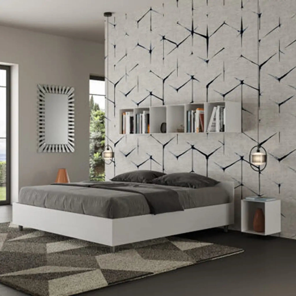 Letto matrimoniale contenitore 160x190 bianco frassino Nuamo
