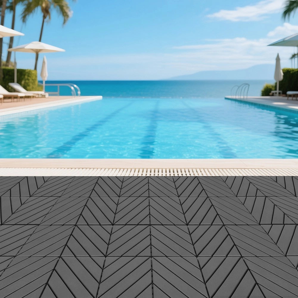 Piastrelle da Giardino ad Incastro Esterno Balcone, 44 Pezzi ¨C MINIMAL ¨C Plastica Antracite 30x30 cm