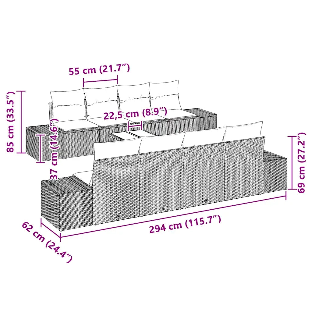 Set Divano da Giardino 7 pcs Marrone e crema polyrattan 3346988