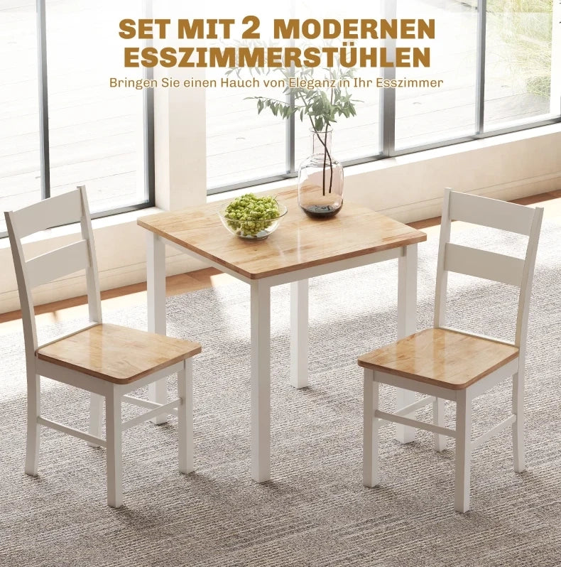 Set di 2 sedie da cucina in legno di caucciù con schienale a stecche curvo, colore bianco
