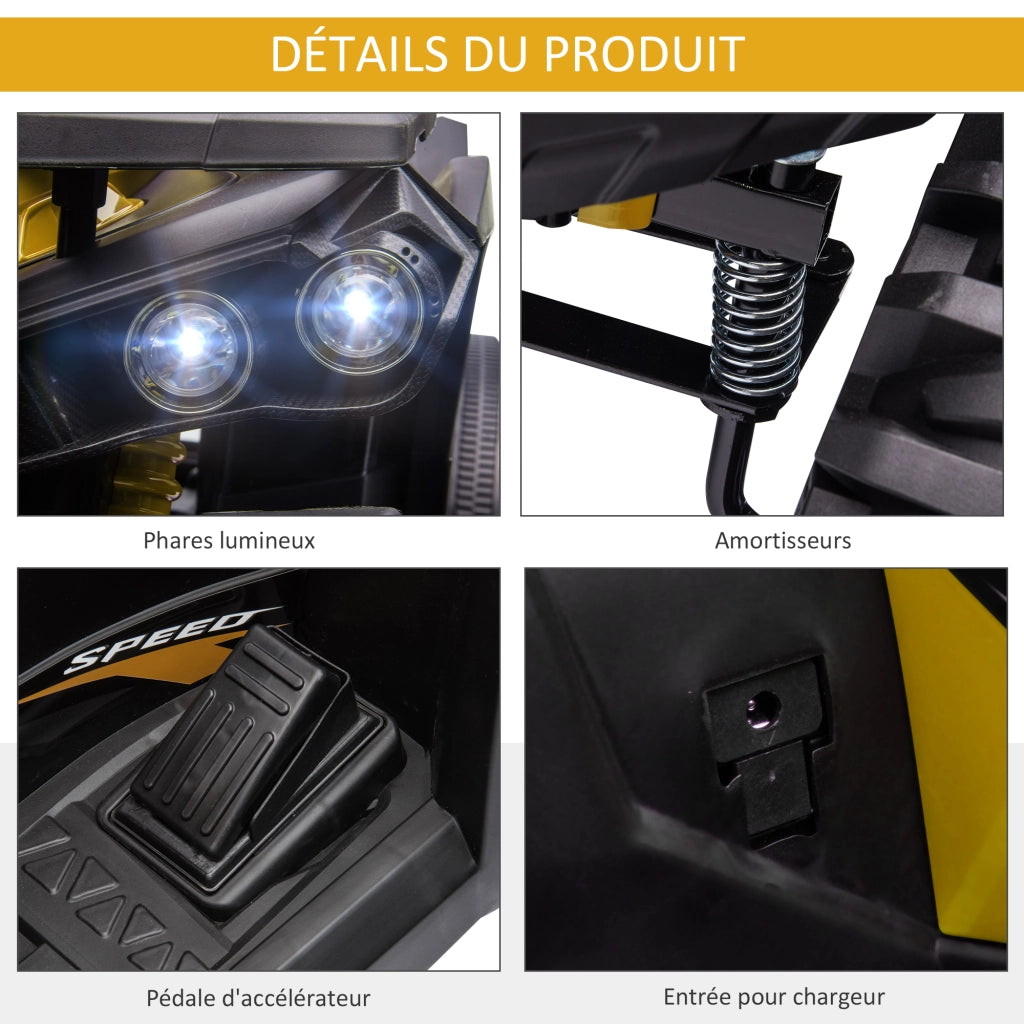 Quad Buggy Elettrico per Bambini 12V ¨C Xylo ¨C Giallo e Nero con Luci e Suoni