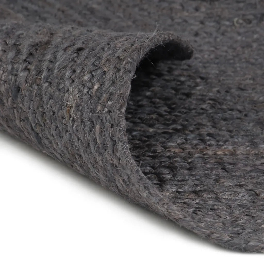 Tappeto del soggiorno | Tappeto Lavorato a Mano in Juta Rotondo 240 cm Grigio Scuro