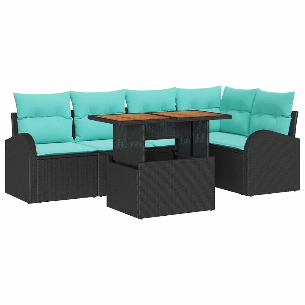 Set Divano da Giardino con archiviazione 6 pcs Nero Poly Rattan 3358328
