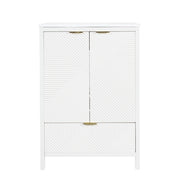 Mobile sottolavabo con lavabo in ceramica, 2 ante ammortizzate, cassetto e ripiani, per bagno, bianco, 61 × 47 × 87 cm