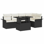 Set Divano da Giardino con cuscino 6 pcs Nero Poly Rattan 3357020