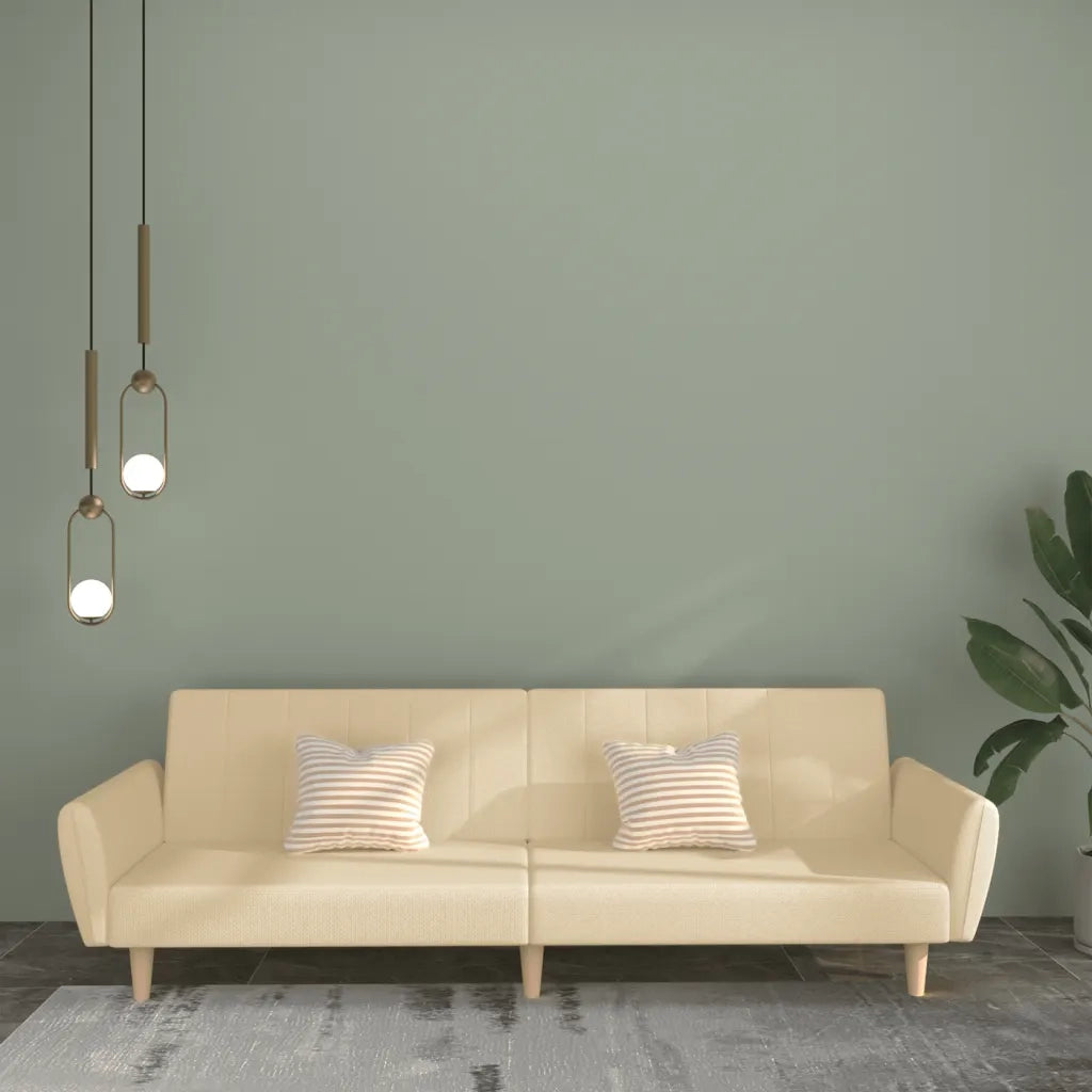 Divano letto | Sof¨¤ letto | Letto singolo a 2 Posti Crema in Tessuto