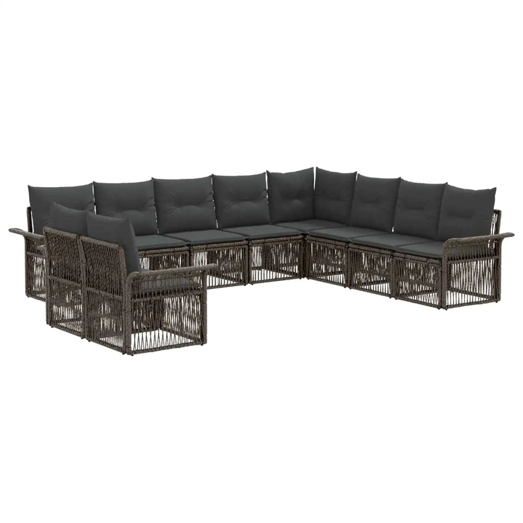 Set Divano da Giardino 10 pz Grigio polyrattan 3434876