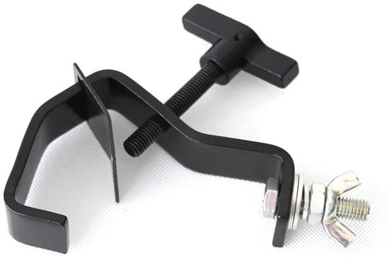 Montaggio clip 2 pezzi - Alluminio - Capacità di carico 40 kg - Adatto per diametro di tubo 35-51 mm - Per illuminazione da palco - Previene caduta di illuminazione - Clip per luce
