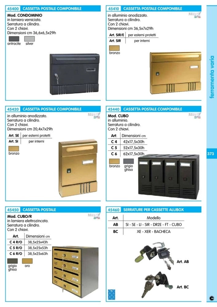 1pz alubox cassetta postale a 6 posti ghisa art. c6 cod:ferx.13382