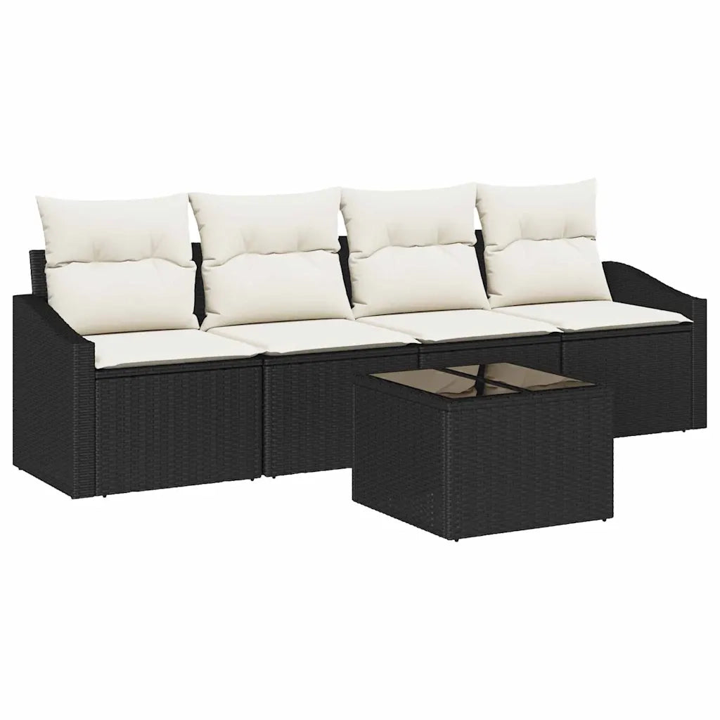 Set di divani con cuscino 5 pcs Nero e Crema polyrattan 3355256