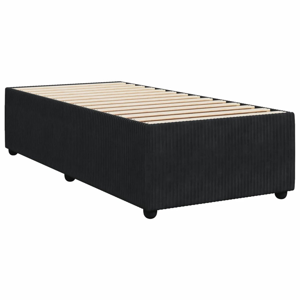 Letto Box Spring LED con Materasso Nero 90 x 200 cm Velluto 3455995