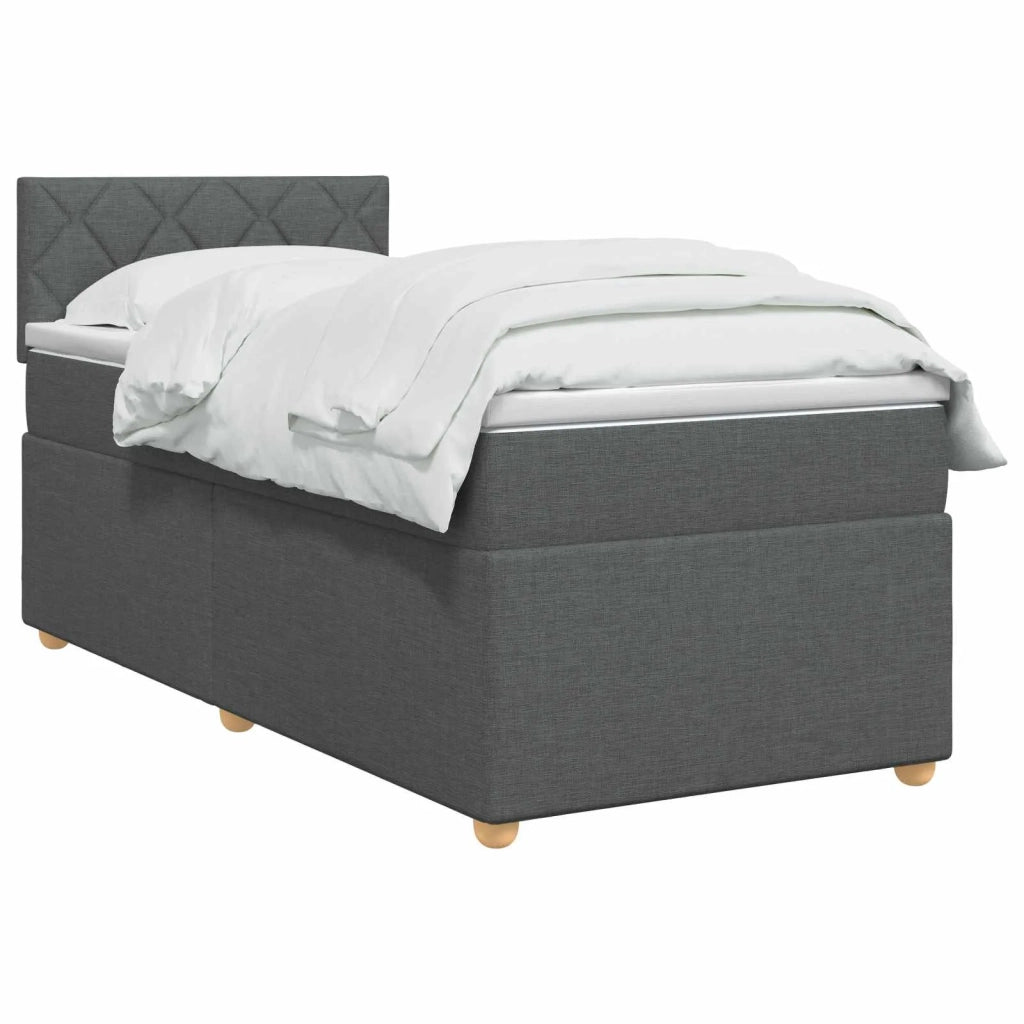 Letto box spring con materasso Grigio Scuro 90 x 190 cm Tessuto 3451054