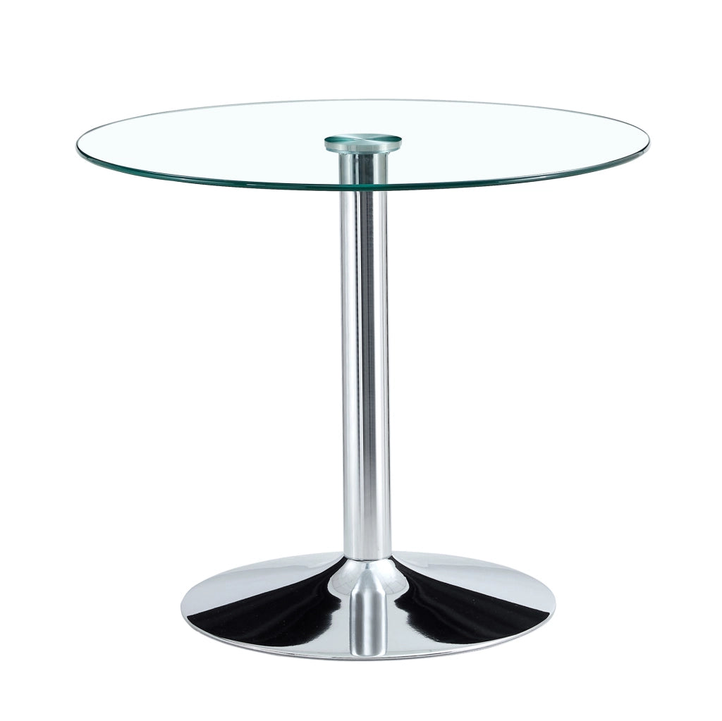 Tavolo da bar rotondo 85 x 76 cm argento vetro e metallo - base stabile