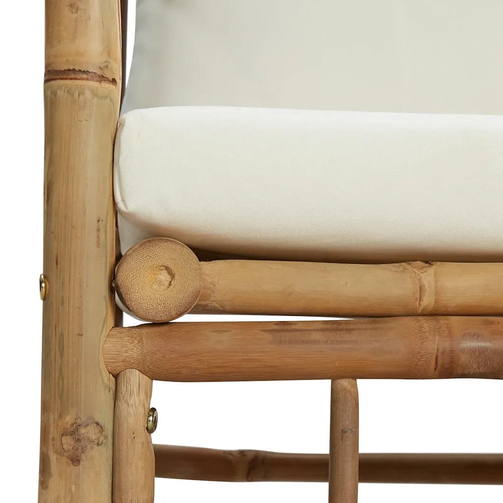 Divano da Giardino con Cuscini-Sofa da Giardino-Divano da esterno Bianco Crema in Bamb¨´ 160034
