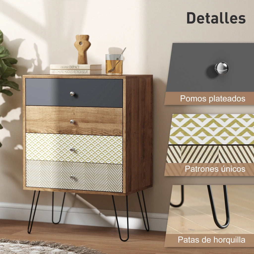 Com¨° con 4 cassetti ¨C Minimal ¨C Multicolor 60x39x86