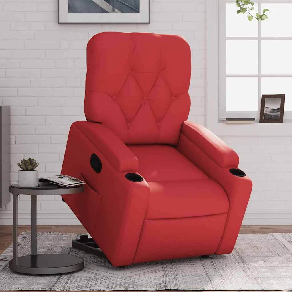 Divano Sedia-Poltrona Alzapersona Reclinabile Rosso in Similpelle 914234
