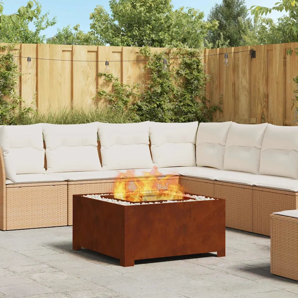 Focolare-Stufa-Camino Marrone 80 x 80 x 40 cm acciaio corten 657249