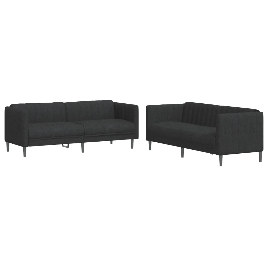 Set di Divani 2 pz Nero in Tessuto